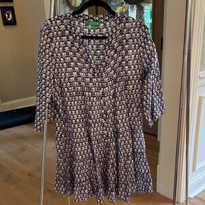 J.Crew Blue and Cream Patterned Dress